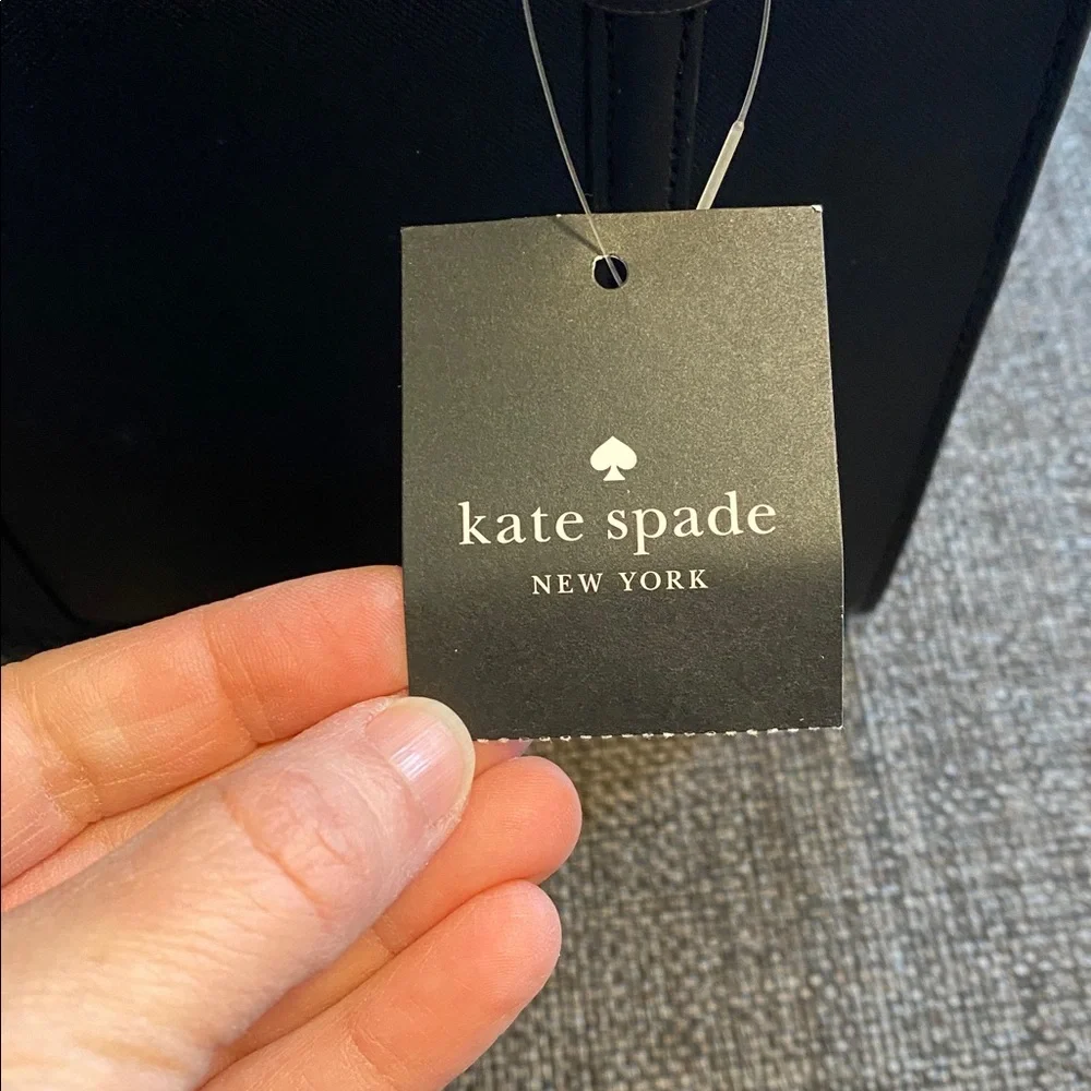 NWT kate spade Kenzie Black Patent Saffiano Mini Tote KK037, Crossbody Strap